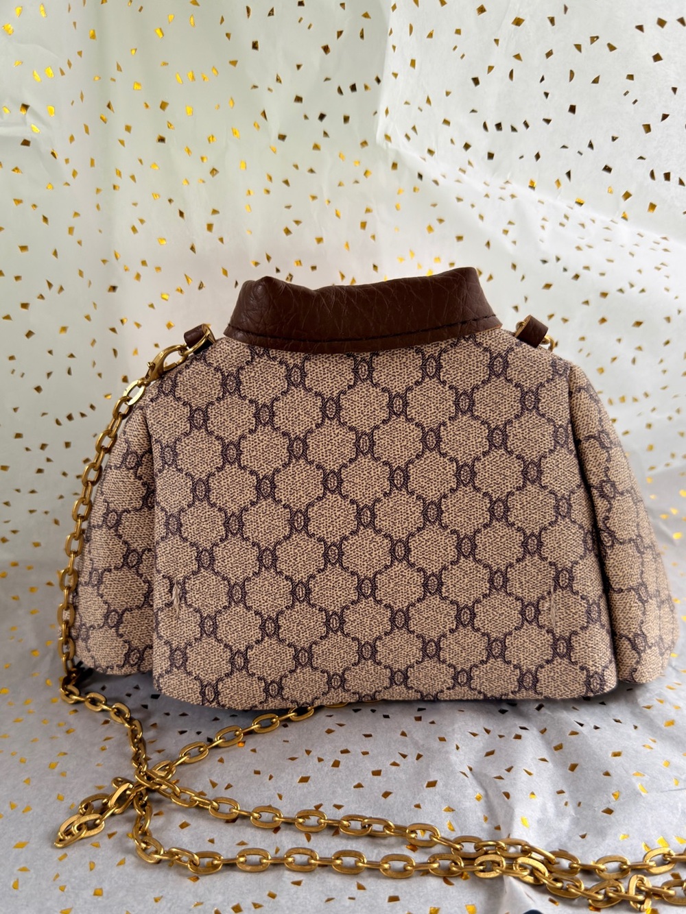 Brown Patterned Mini Chain Shoulder Bag - Picture 4 of 5